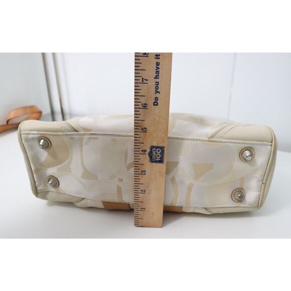 Coach Hampton Cream/White/Tan Signature Canvas and Leather Satchel Handbag 13338 - Picture 10 of 13